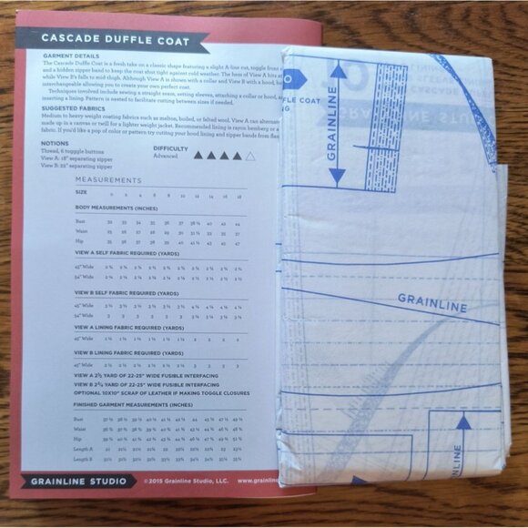 Cascade Duffle Coat Uncut Sewing Pattern By Grainline Studio Sizes 0-18 Advanced - Picture 3 of 3